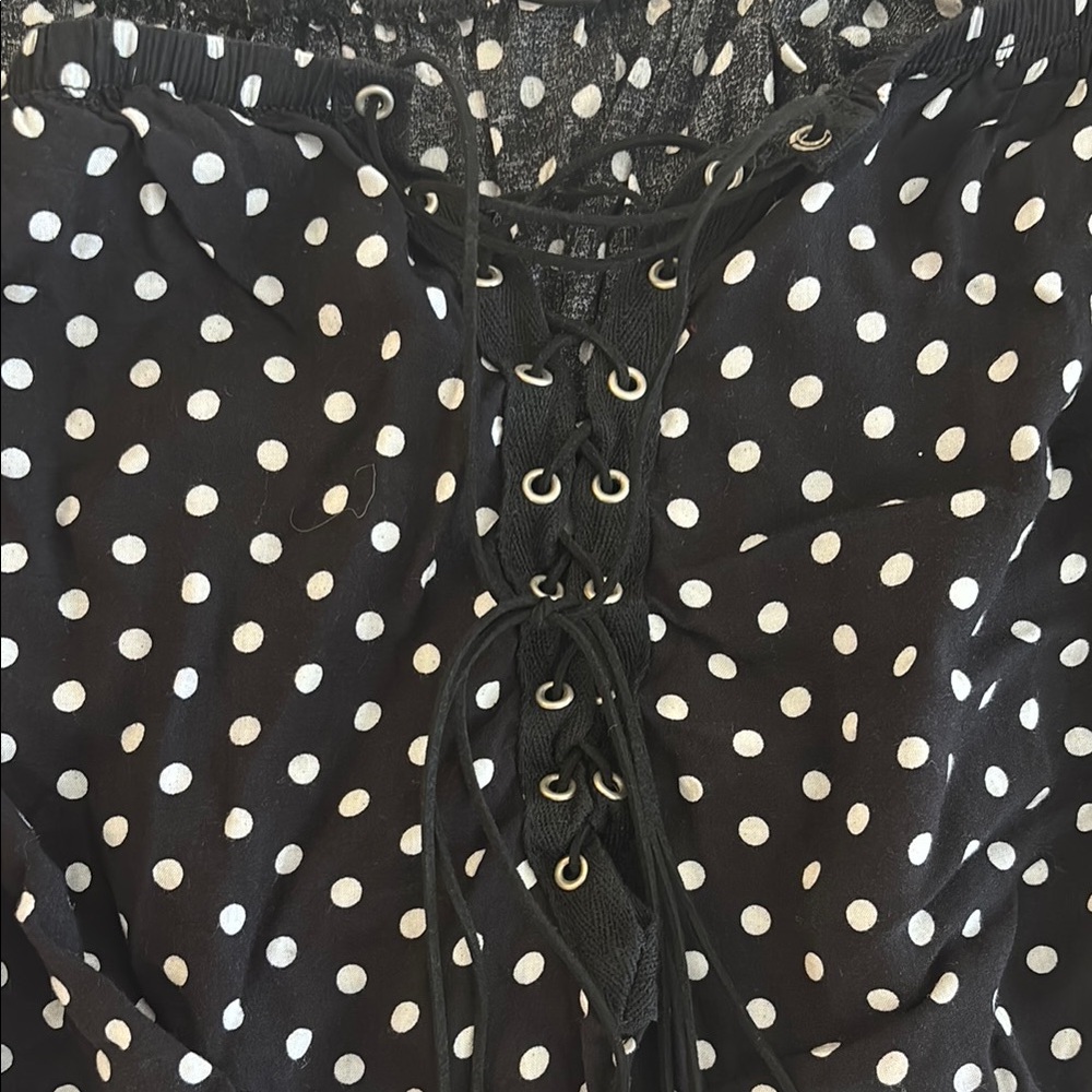 Black Polka Dot Women's Top - Picture 2 of 4